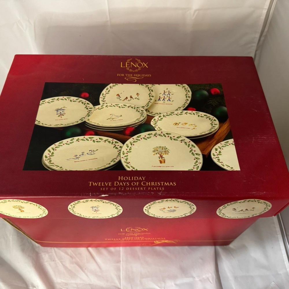 Lenox 12 Days of Christmas Set of 12 Dessert Plates New For The Holidays Twelve